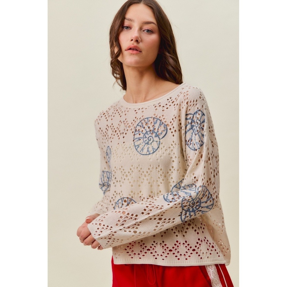 SO ME Seashell Lightweight Sweater Top - Medium - Picture 11 of 16